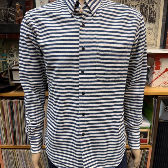 Naked and Famous striped fitted denim shirt size large - Picture 4 of 11